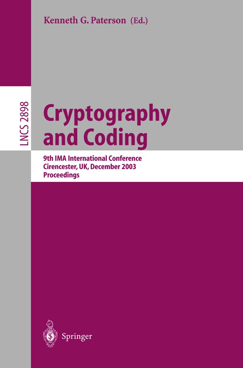 Buy Cryptography and Coding: 9th IMA International Conference, C — BookShops.in