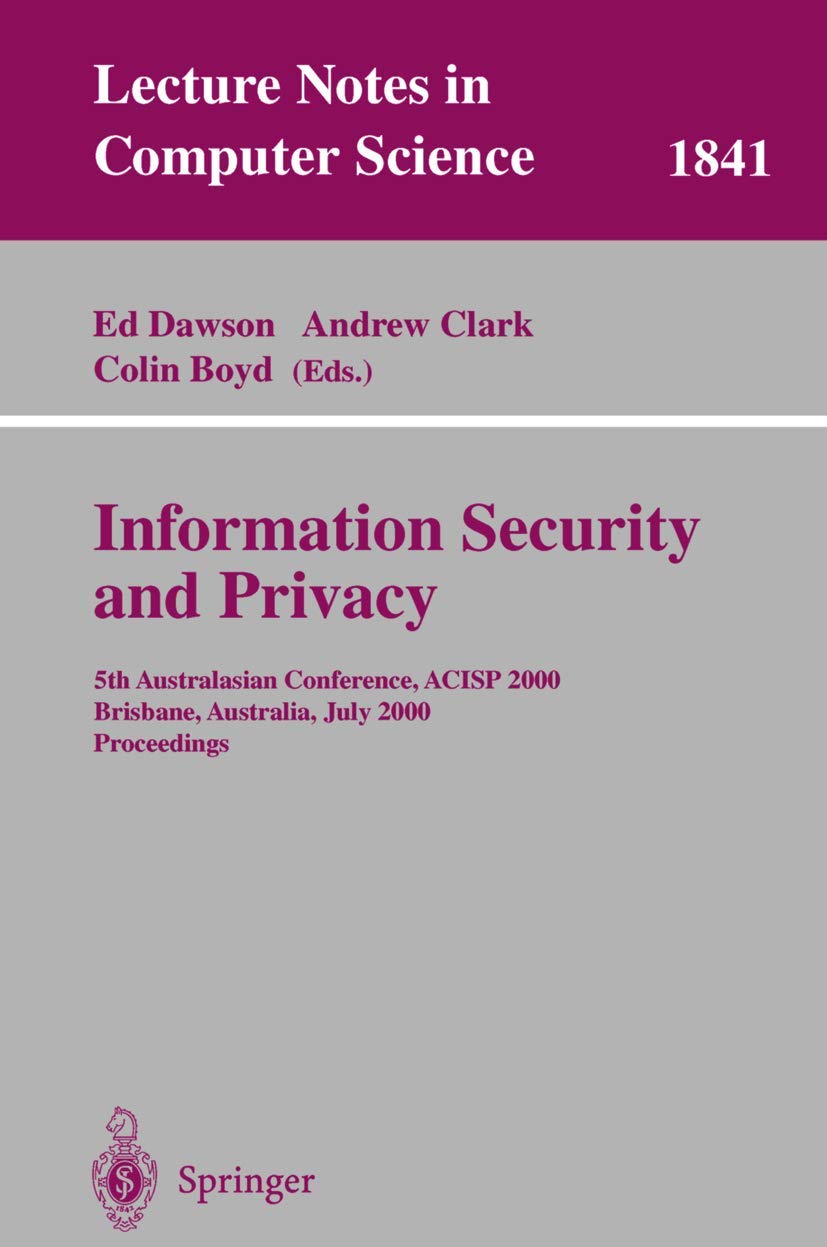 Buy Information Security and Privacy: 5th Australasian Conferenc — BookShops.in