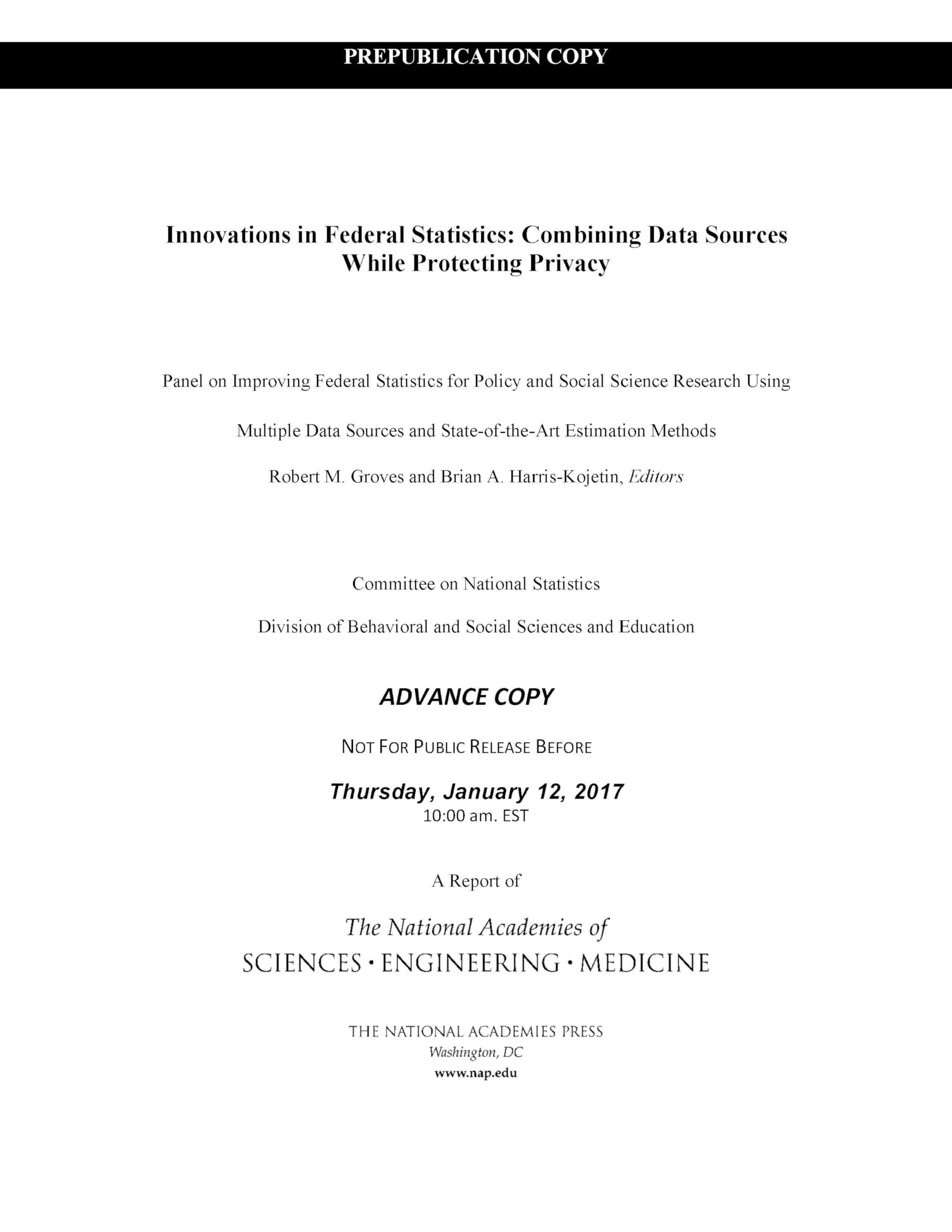 Buy Innovations in Federal Statistics by National Academies — BookShops.in