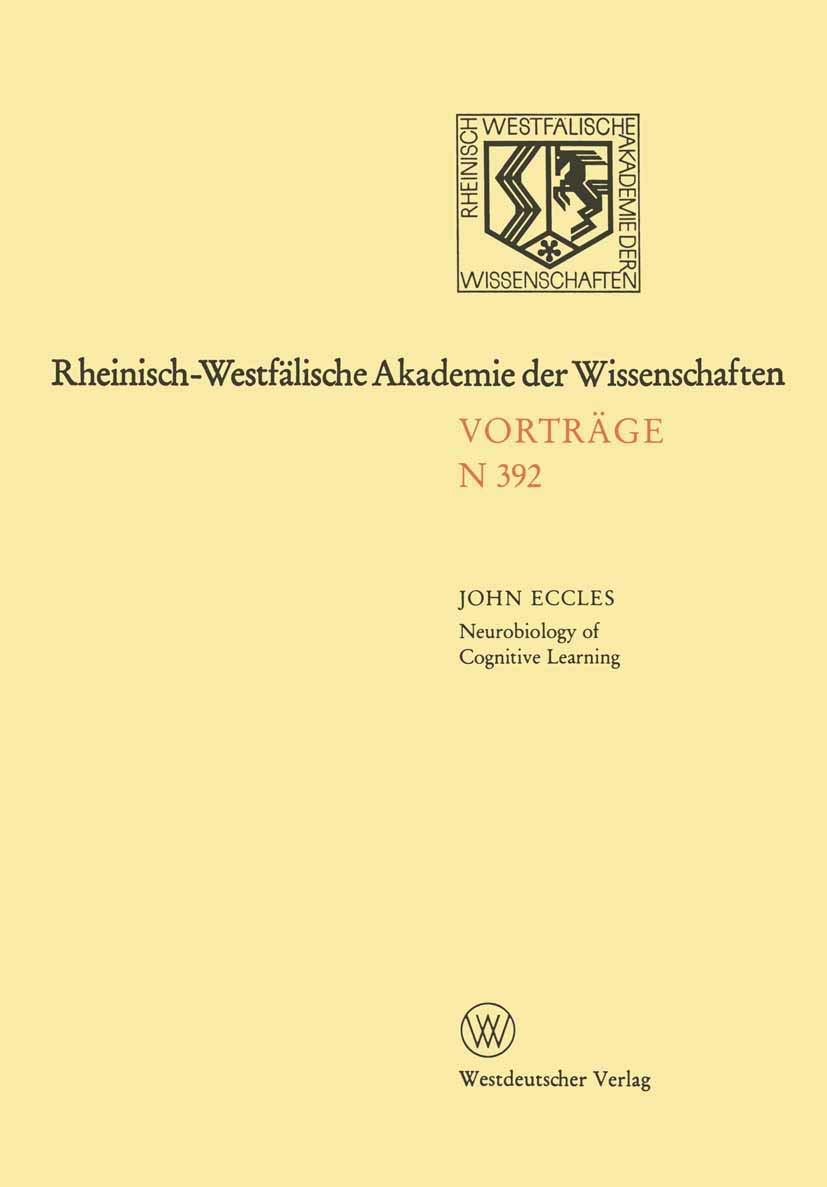 Buy Neurobiology of Cognitive Learning (Rheinisch-Westfälische Akademie der Wissenschaften) — BookShops.in