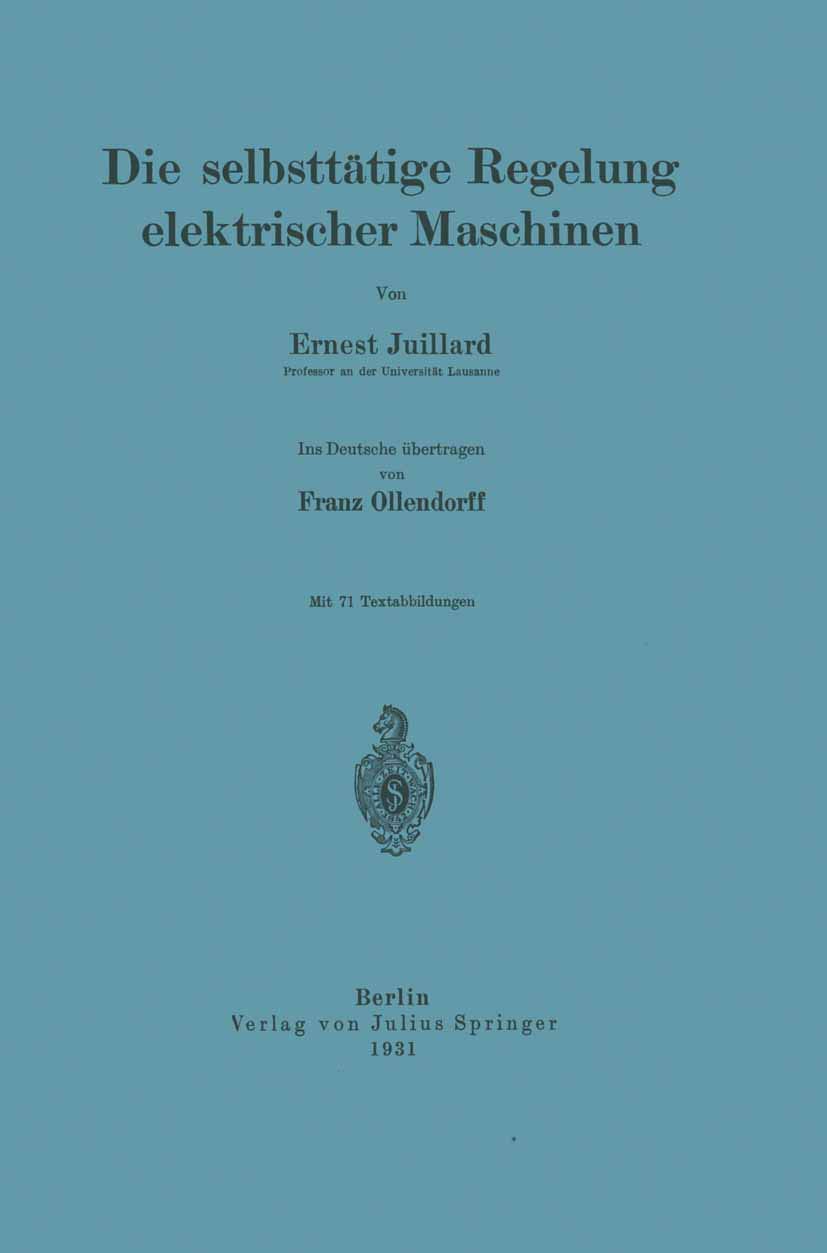 Buy Die Selbsttätige Regelung Elektrischer Maschinen by Ernest J — BookShops.in