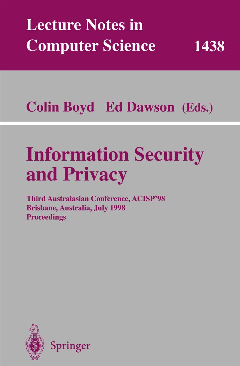 Buy Information Security and Privacy: Third Australasian Confere — BookShops.in