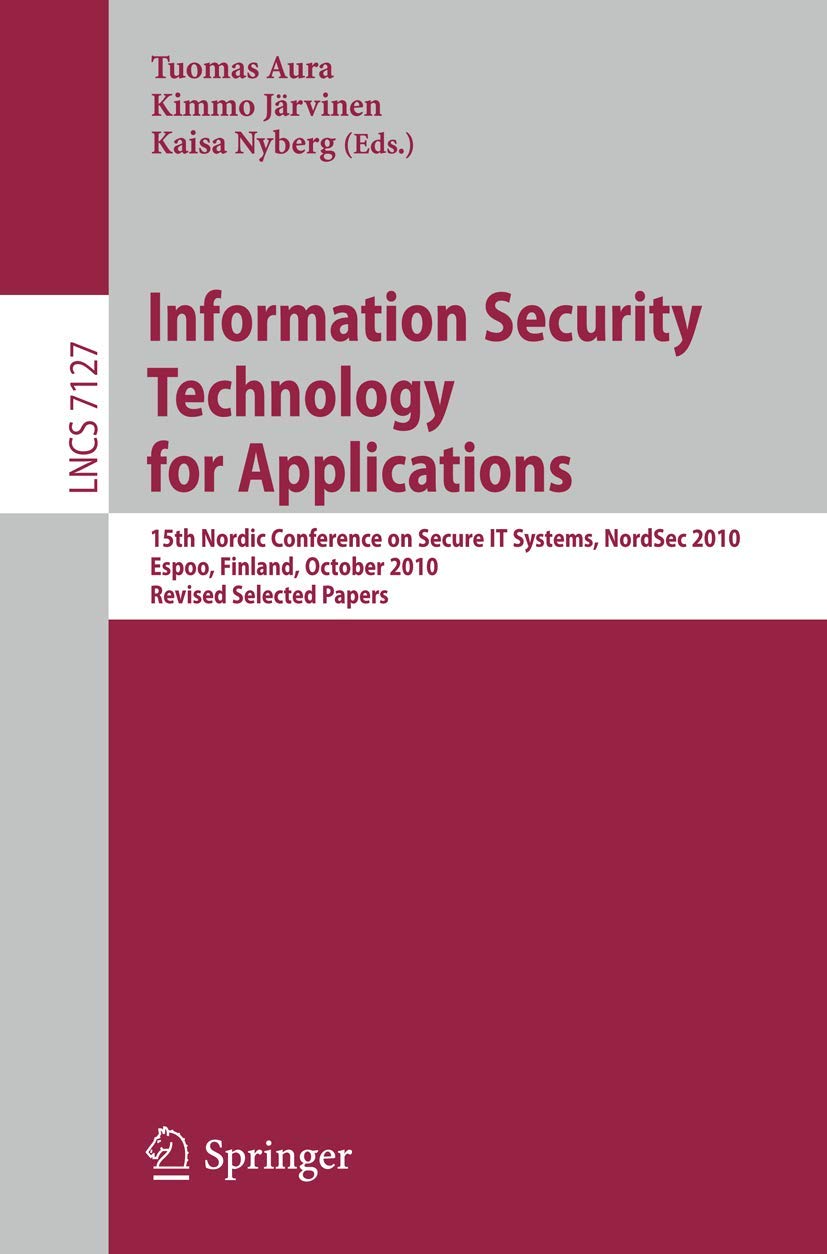 Buy Information Security Technology for Applications: 15th Nordi — BookShops.in