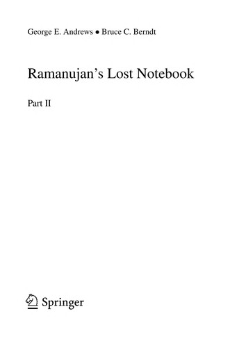 Buy Ramanujan's Lost Notebook Part II by George E. Andrews & Bruce C. Berndt | Springer Hardcover | 9780387777658 | Bookshops.in — BookShops.in