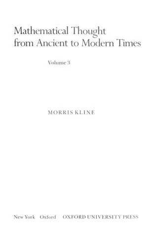 Buy Mathematical Thought from Ancient to Modern Times (English, Morris Kline) — BookShops.in