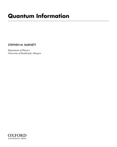 Buy Quantum Information Omsp P (English, Barnett) β BookShops.in