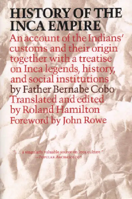 Buy History of the Inca Empire (English, Father Bernabe Cobo | Roland Hamilton) — BookShops.in