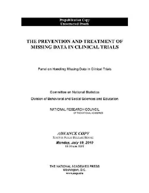 Buy The Prevention and Treatment of Missing Data in Clinical Trials | by National Research Council | Division of Behavioral, Social S | National Academies Press | by National Research Council | Division of Behavioral, Social S | National Academies Press | by National Research Council | Division of Behavioral, Social S | National Academies Press | by National Research Council | Division of Behavioral, Social S | National Academies Press | by National Research Council | Division of Behavioral, Social โ BookShops.in