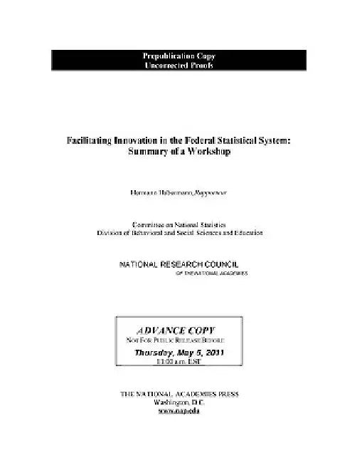Buy Facilitating Innovation in the Federal Statistical System (English, National Research Council | Division of Behavioral, Social Scienc | Committee on National Statistics) โ BookShops.in