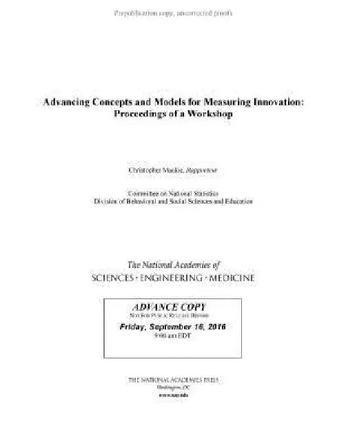 Buy Advancing Concepts and Models for Measuring Innovation (English, National Academies of Sciences Engineeri | Division of Behavioral, Social Scienc | Committee on National Statistics) โ BookShops.in