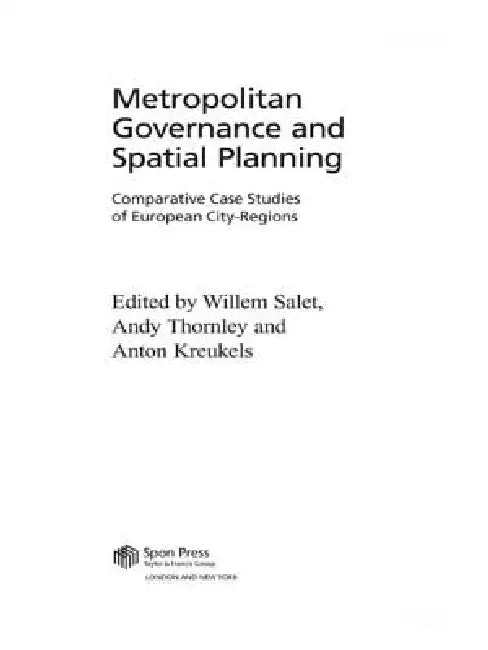 Buy Metropolitan Governance and Spatial Planning (English, Anton Kreukels | Willem Salet | Andy Thornley) — BookShops.in