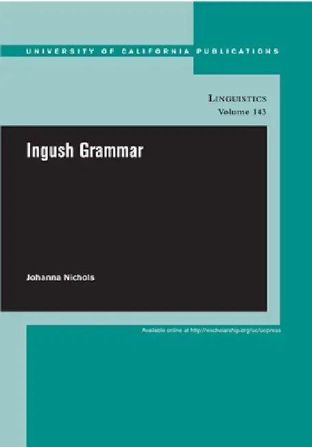 Buy Ingush Grammar (English, Johanna Nichols) — BookShops.in