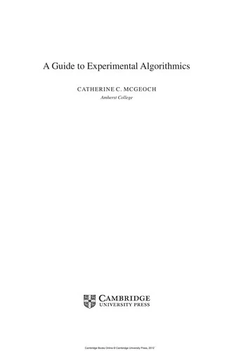 Buy A Guide to Experimental Algorithmics (English, Catherine C. McGeoch) β BookShops.in