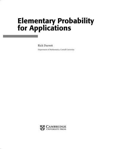 Buy Elementary Probability for Applications (English, Rick Durrett) — BookShops.in