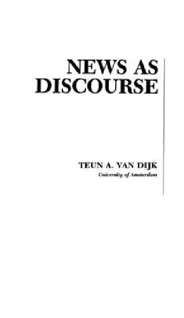 Buy News as Discourse (English, Teun A. Van Dijk) — BookShops.in