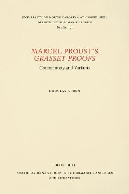 Buy Marcel Proust's Grasset Proofs (English, Douglas Alden) — BookShops.in