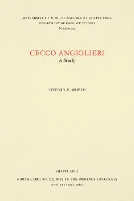 Buy Cecco Angiolieri (English, Gifford P. Orwen) — BookShops.in