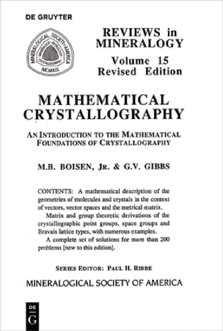 Mathematical Crystallography: An Introduction to the Mathematical Foundations of Crystallography: 15 (Reviews in Mineralogy & Geochemistry, 15) view 4