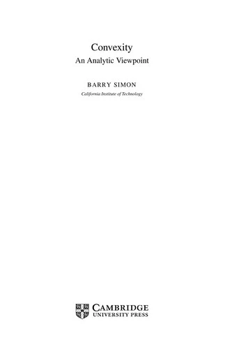 Buy Convexity (English, Barry Simon) — BookShops.in