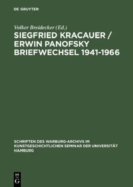 Buy Siegfried Kracauer / Erwin Panofsky Briefwechsel 1941-1966 (English, Volker Breidecker) — BookShops.in