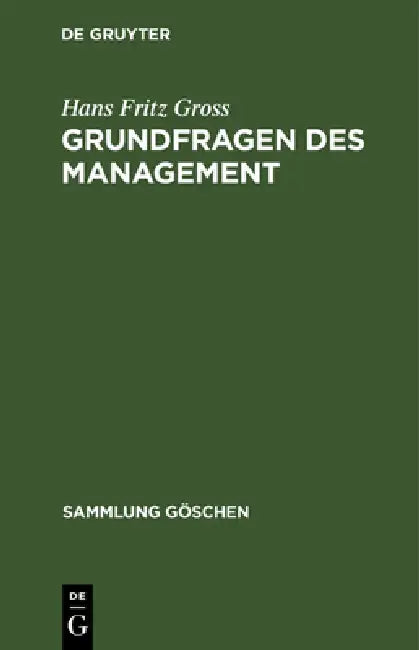 Buy Grundfragen des Management (English, Hans Fritz Gross) — BookShops.in