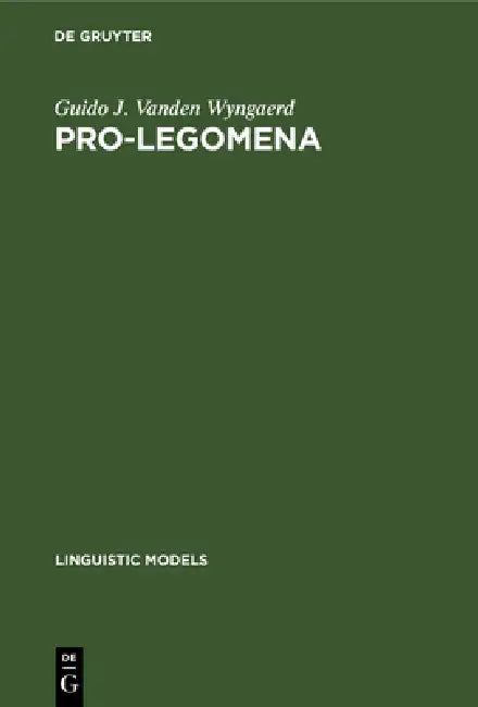 Buy PRO-legomena (English, Guido J. Vanden Wyngaerd) — BookShops.in
