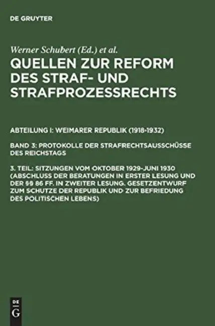 Buy Sitzungen Vom Oktober 1929-Juni 1930 (Abschlu Der Beratungen in Erster Lesung Und Der 86 Ff. in Zwei (English, Werner Schubert) — BookShops.in