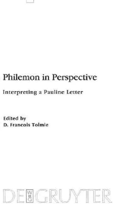 Buy Philemon in Perspective (English, D. Francois Tolmie) — BookShops.in