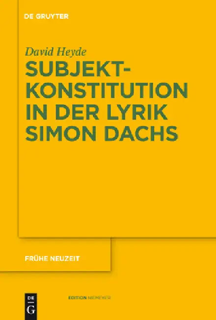 Buy Subjektkonstitution in der Lyrik Simon Dachs (English, David Heyde) — BookShops.in