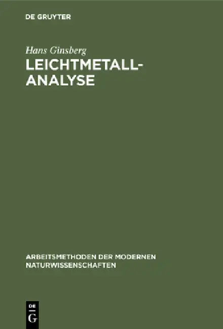 Buy Leichtmetallanalyse (English, Hans Ginsberg) — BookShops.in