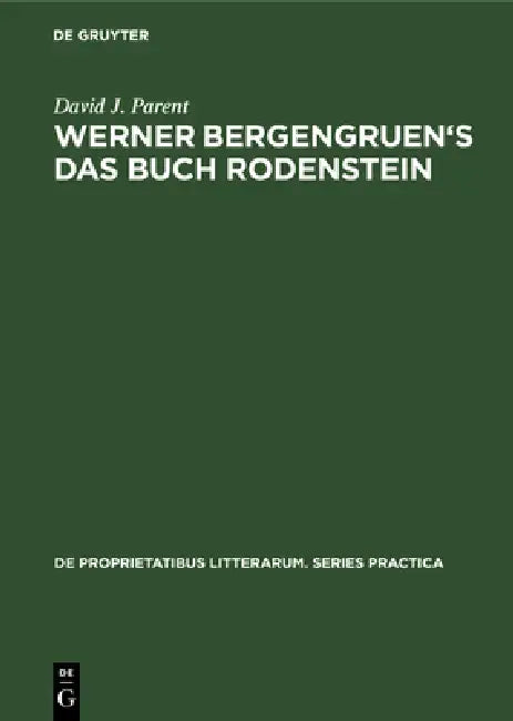 Buy Werner Bergengruen's Das Buch Rodenstein (English, David J. Parent) — BookShops.in