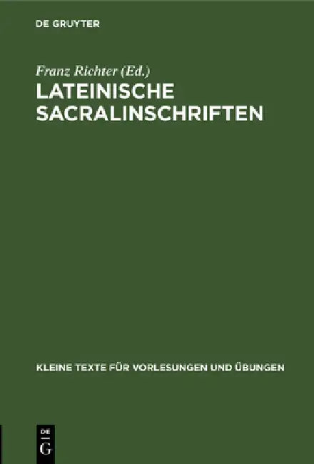 Buy Lateinische Sacralinschriften (English, Franz Richter) — BookShops.in