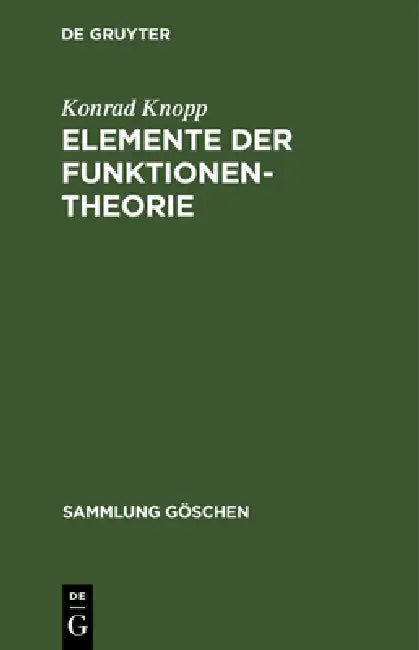Buy Elemente der Funktionentheorie (English, Konrad Knopp) — BookShops.in
