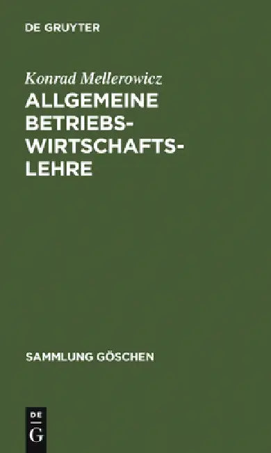 Buy Allgemeine Betriebswirtschaftslehre (English, Konrad Mellerowicz) — BookShops.in