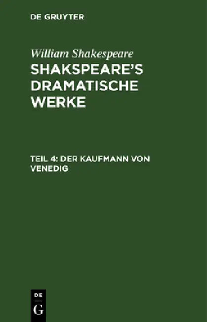 Buy Der Kaufmann von Venedig (English, August Wilhelm Schlegel | Ludwig Tieck | William Shakespeare) — BookShops.in