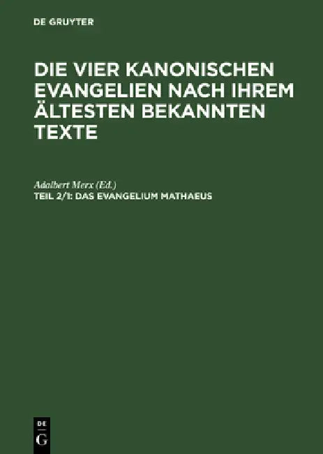 Buy Das Evangelium Mathaeus (English, Adalbert Merx) — BookShops.in