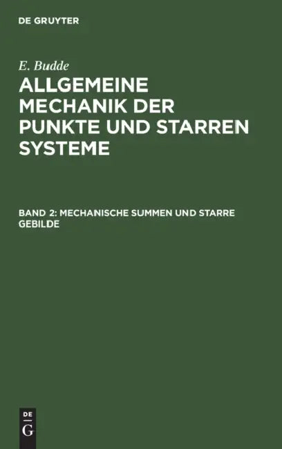 Buy Mechanische Summen und starre Gebilde (English, E. Budde) — BookShops.in