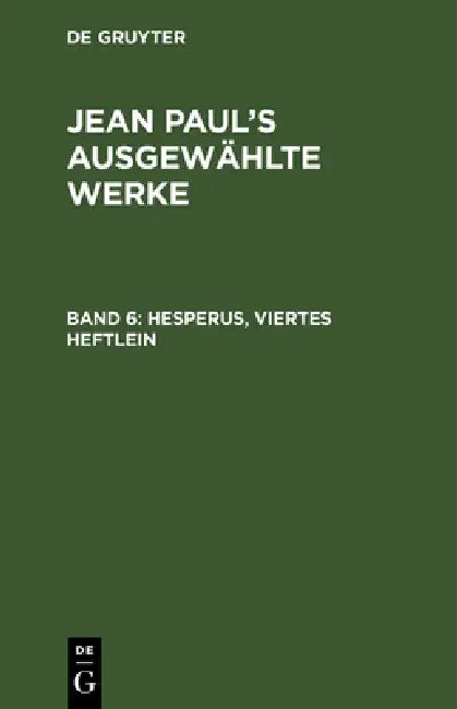 Buy Hesperus, Viertes Heftlein (English, Jean Paul) — BookShops.in