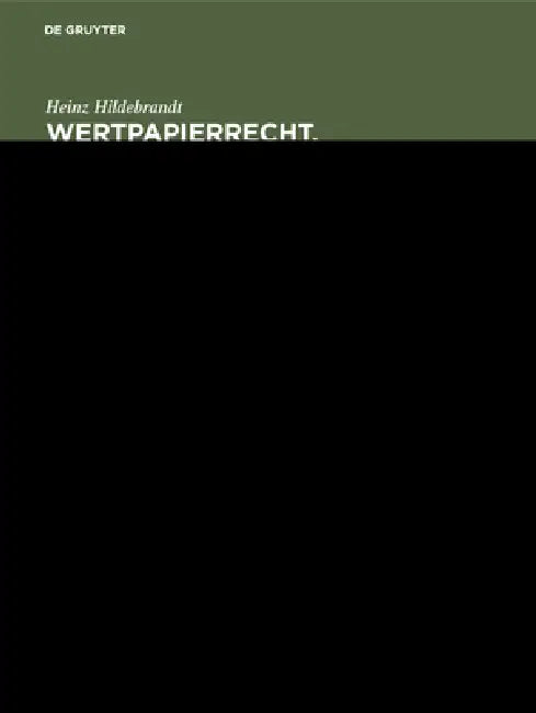 Buy Wertpapierrecht. Allgemeiner Teil (English, Heinz Hildebrandt) — BookShops.in