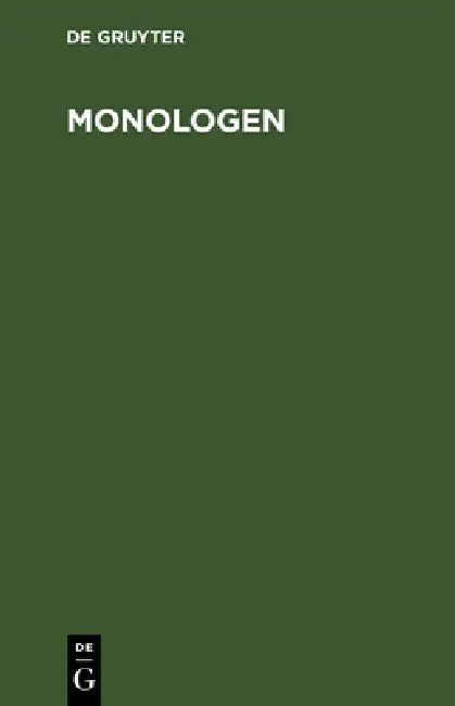 Buy Monologen (English, No Contributor) — BookShops.in