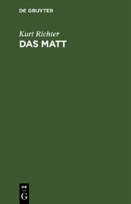 Buy Das Matt (English, Kurt Richter) — BookShops.in