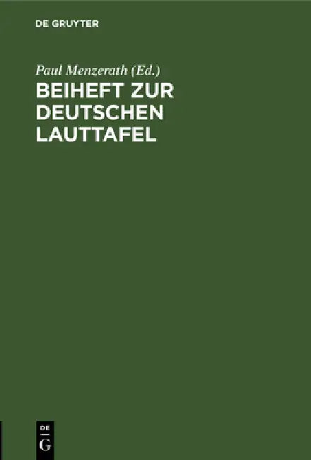 Buy Beiheft Zur Deutschen Lauttafel (English, Paul Menzerath) — BookShops.in
