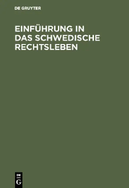 Buy Einführung in das schwedische Rechtsleben (English, No Contributor) — BookShops.in