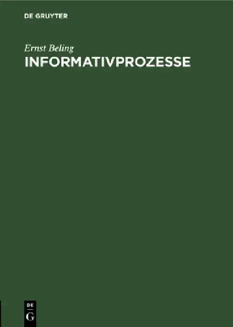 Buy Informativprozesse (English, Ernst Beling) — BookShops.in