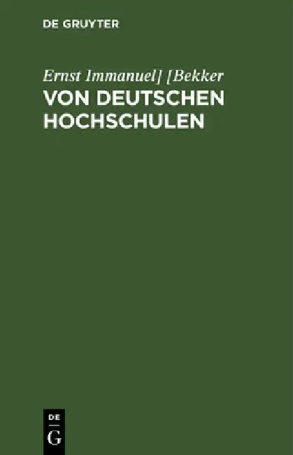 Buy Von Deutschen Hochschulen (English, [bekker) — BookShops.in
