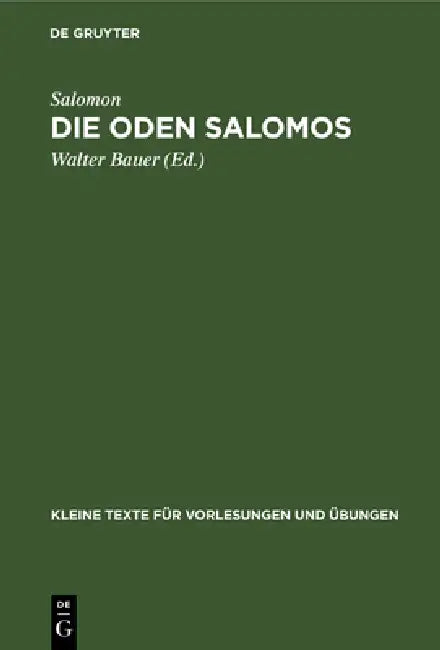 Buy Die Oden Salomos (English, Salomon | Walter Bauer) — BookShops.in