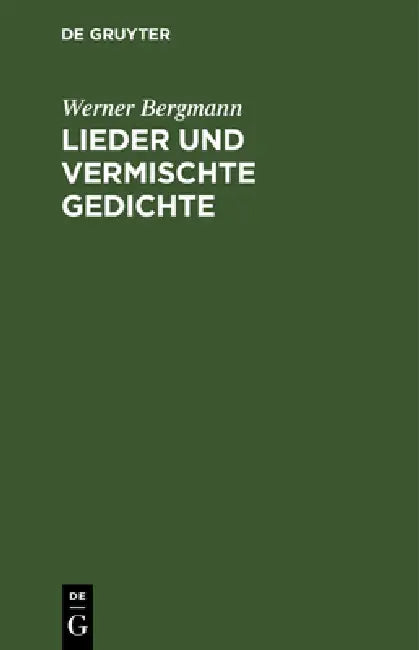Buy Lieder und vermischte Gedichte (English, Werner Bergmann) — BookShops.in