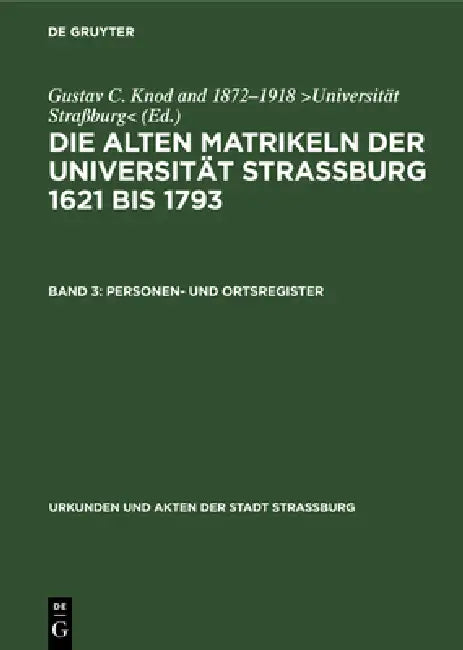 Buy Personen- Und Ortsregister (English, Gustav C. Knod) โ BookShops.in