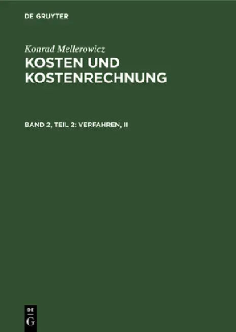 Buy Verfahren, II (English, Konrad Mellerowicz) — BookShops.in