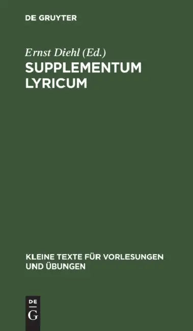Supplementum Lyricum (English, Ernst Diehl)